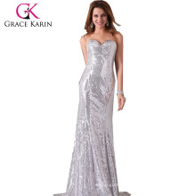 Grace Karin Shinning Sequins Floor-Length Evening Dress Strapless Sweetheart V-Neck Evening party dresses sequin CL2531-2